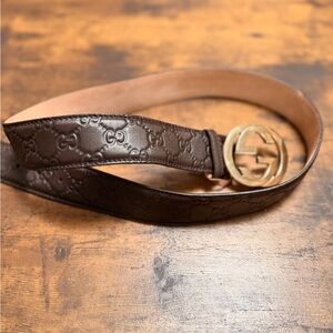 Gucci Interlocking G Brown leather belt